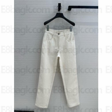 chanel WHITE WASHED DENIM JEANS 2024