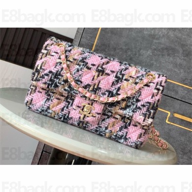 chanel Light Pink, Black, Beige & Ecru tweed Classic 11.12 Handbag A01112 2024