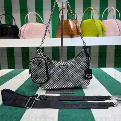 Prada Re-Edition 2005 crystal duchess bag 1BH204 Black 2023