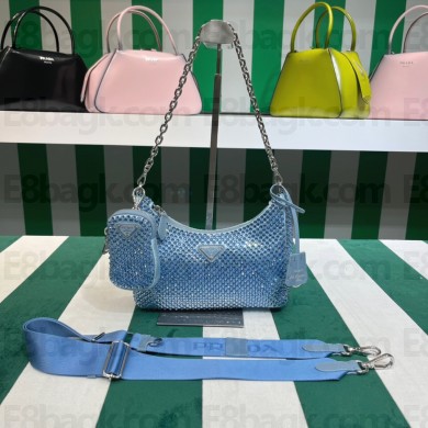 Prada Re-Edition 2005 crystal duchess bag 1BH204 Blue 2023