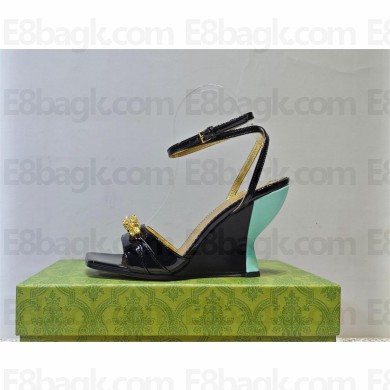 Gucci Women's high heel sandal with hardware black/green 2023