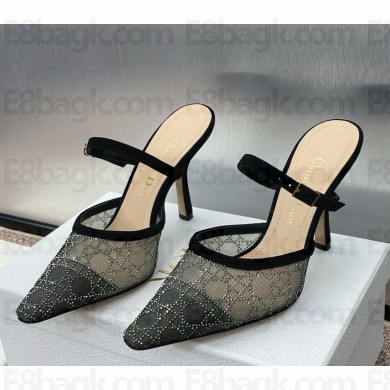 Dior Capture Pump mules black mesh with drill heel 9.5cm 2025