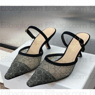 Dior Capture Pump mules black mesh with drill heel 6.5cm 2025