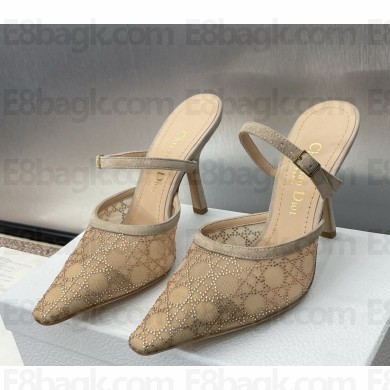 Dior Capture Pump mules beige mesh with drill heel 9.5cm 2025