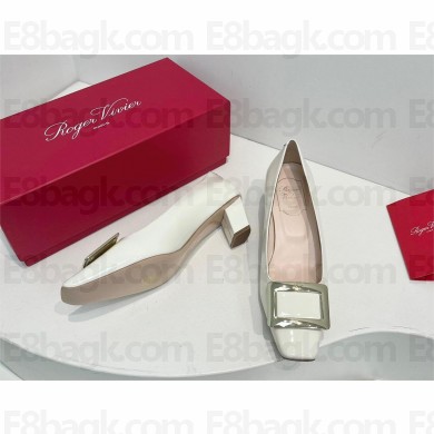 Roger Vivier Belle Vivier Metal Buckle Pumps in Patent Leather WHITE 2023