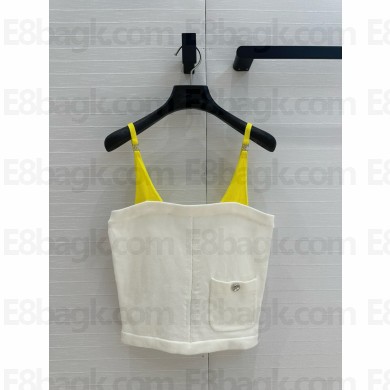 chanel White & Yellow cashmere top P78332 2024