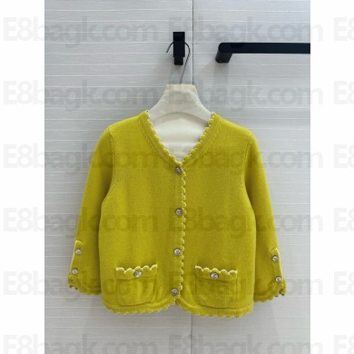 chanel Yellow & White Cashmere cardigan P78338 2024