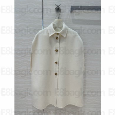DIOR Ecru Double-Sided Virgin Wool and Rabbit Fur Blend Felt cape 2024