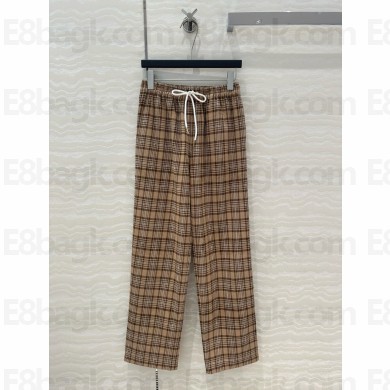 CELINE NAVY/BEIGE/CRAIE  pajama pants in checked silk 2024
