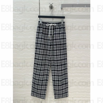 CELINE black/white pajama pants in checked silk 2024
