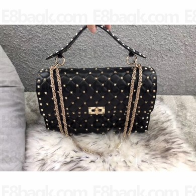 Valentino large Rockstud Spike Chain Bag 0123L black  2019