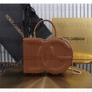 Dolce & Gabbana Logo box handbag in calfskin caramel 2024