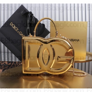 Dolce & Gabbana Logo box handbag in patent leather gold 2024