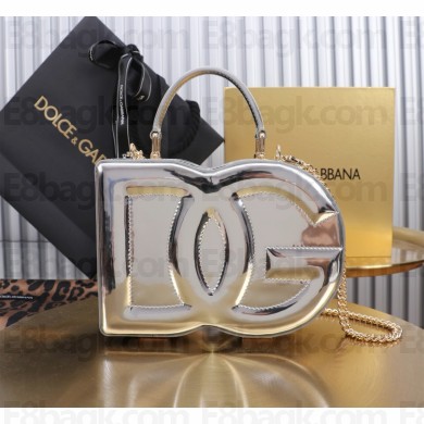 Dolce & Gabbana Logo box handbag in patent leather silver 2024