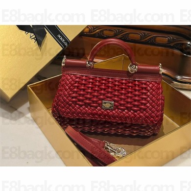 Dolce & Gabbana Small woven nappa leather Sicily bag red 2024
