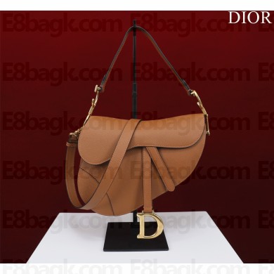 dior Medium Tan Grained Calfskin Saddle Bag with Strap 2023