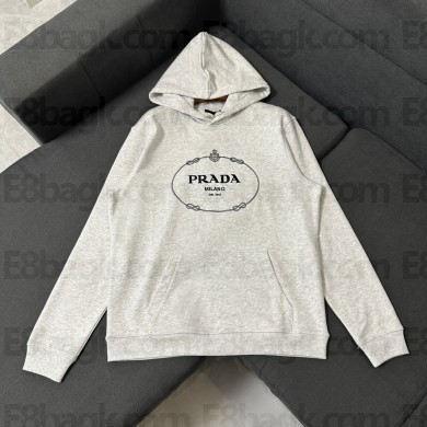 prada Cotton fleece hoodie Natural 2023