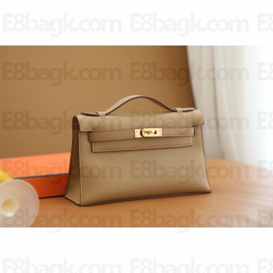 Hermès mini Kelly Pochette in swift leather chai(full handmade)