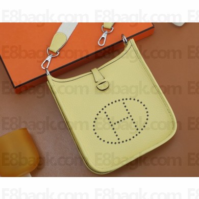 Hermes III TPM Evelyne Bag In Original Togo Leather with Silver Hardware jaune poussin(Full Handmade)