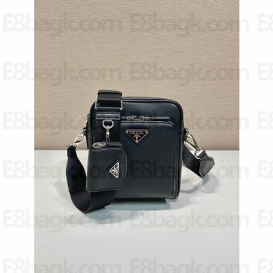 PRADA men's Leather shoulder bag with pouch 2vh168 2023