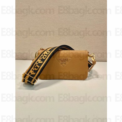 PRADA Leather shoulder bag 1bh194 tan 2023