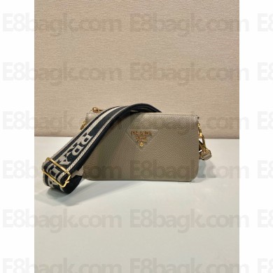 PRADA Leather shoulder bag 1bh194 gray 2023