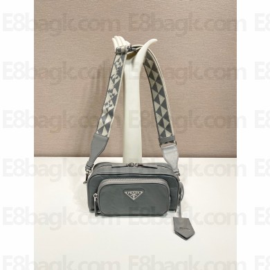 PRADA Nappa antique leather multi-pocket shoulder bag 1BH198 gray 2023