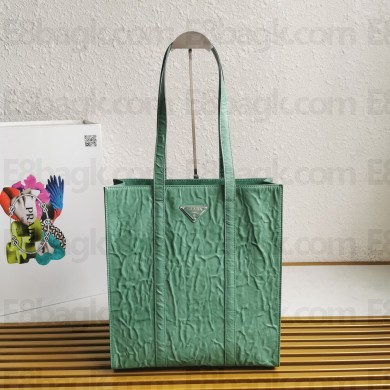 PRADA Small antique nappa leather tote 1BG459 GREEN 2023