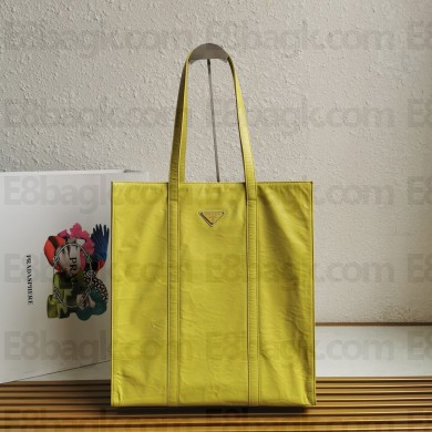 PRADA Medium antiqued nappa leather tote bag 1BG587 LEMON YELLOW 2023