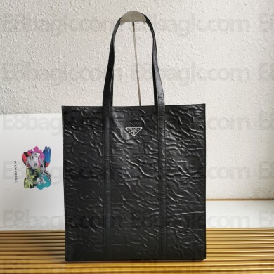 PRADA Medium antiqued nappa leather tote bag 1BG587 BLACK 2023