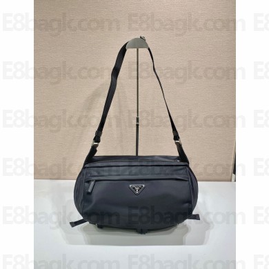 prada Re-Nylon and Saffiano leather shoulder bag 2vh991 black 2023