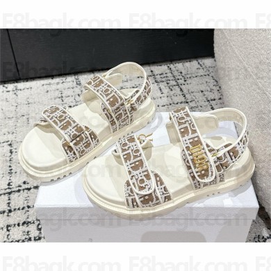 Dior brown Jacquard with Ecru Dior Oblique Raffia Dioract Sandal 2025