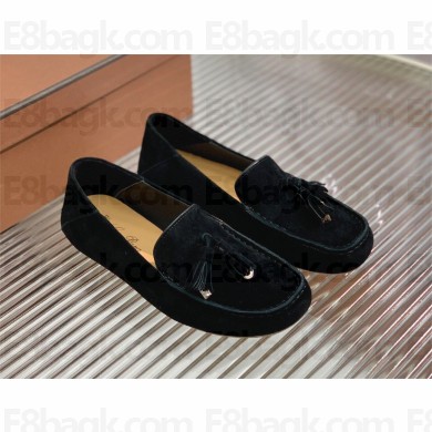 Loro Piana Dot Sole Loafers in Suede Goatskin black 2022