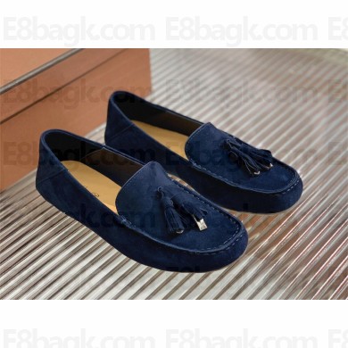 Loro Piana Dot Sole Loafers in Suede Goatskin navy blue 2022