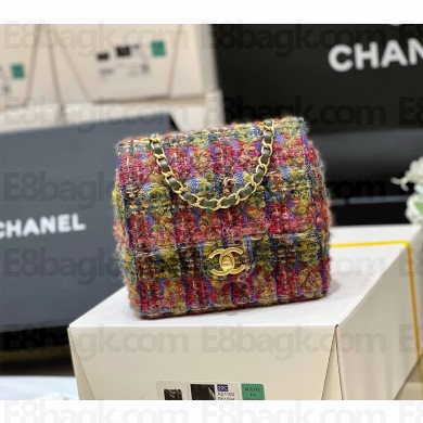 chanel Tweed & Gold-Tone Metal Multicolor mini flap bag AS3648(ORIGINAL QUALITY)