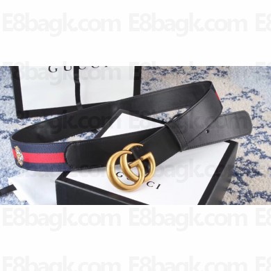 Gucci GG Buckle Calfskin Web Belt 38mm Width Red/Dark Blue
