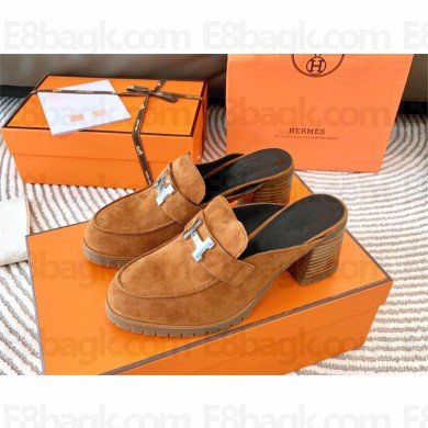 Hermes Flore 60 mule in suede calfskin tan 2023