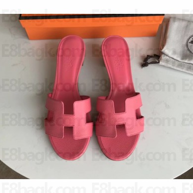 Hermes Heel 5cm Oasis Slipper Sandals in epsom Leather peach pink