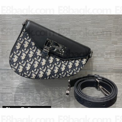 Dior Oblique Jacquard and Black Smooth Calfskin Mini Saddle Bag 2022