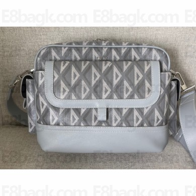 Dior Gray CD Diamond Canvas and Smooth Calfskin Hit The Road Messenger Bag 2022