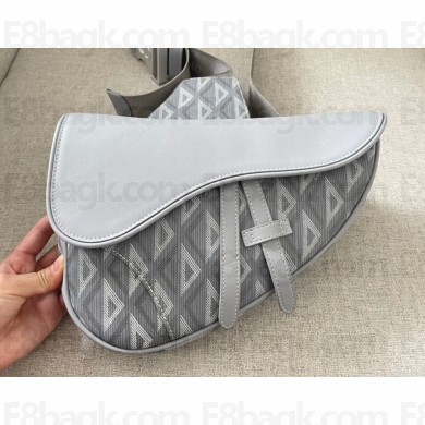 Dior Gray CD Diamond Canvas and Smooth Calfskin Saddle Bag 2022