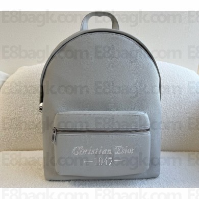 Dior Gray Grained Calfskin with 'Christian Dior 1947' Signature Rider Backpack Bag 2022
