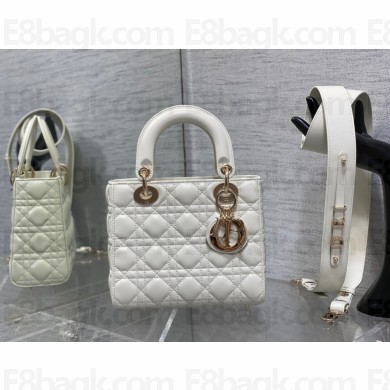 Lady Dior Small Bag in Cannage Lambskin white 2023