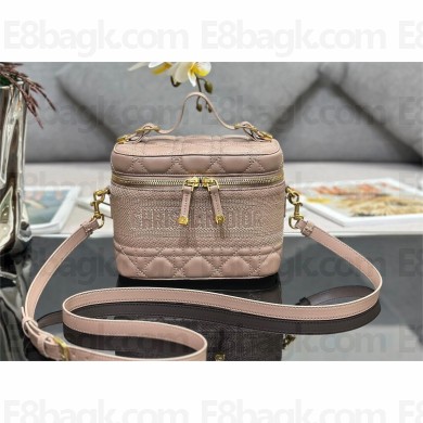 Dior Small Diortravel Vanity Case Bag in Cannage Lambskin nude 2023
