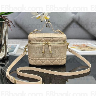 Dior Small Diortravel Vanity Case Bag in Cannage Lambskin Beige 2023