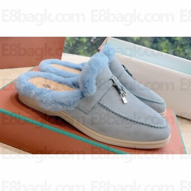 Loro Piana Charms Walk Babouche Suede slipper Fur Women/Men Loafers 13
