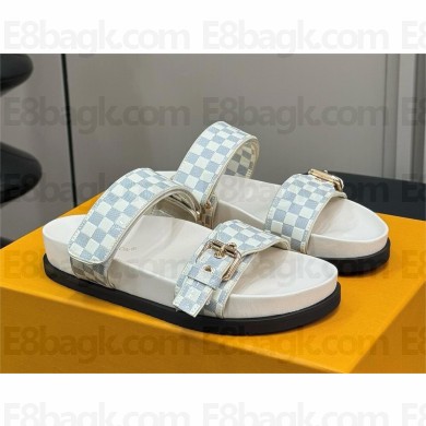 Louis Vuitton Bom Dia Flat Comfort Mule white/blue 2024