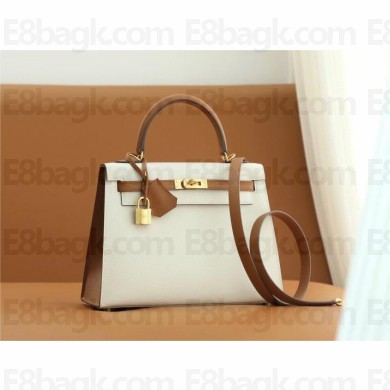 Hermes Kelly 25cm Bag carie/gold brown in epsom leather With gold Hardware (full handmade)