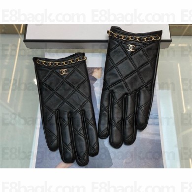 chanel black sheepskin gloves 03 2024 