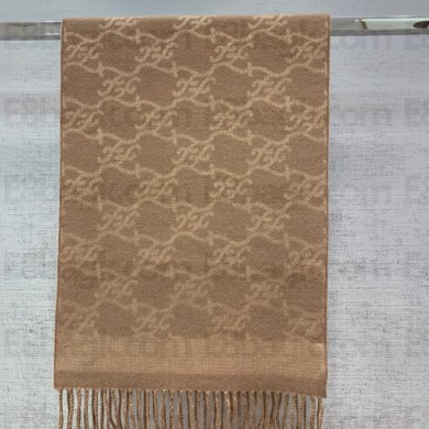 FENDI coffee wool and cashmere karl SCARF 2022